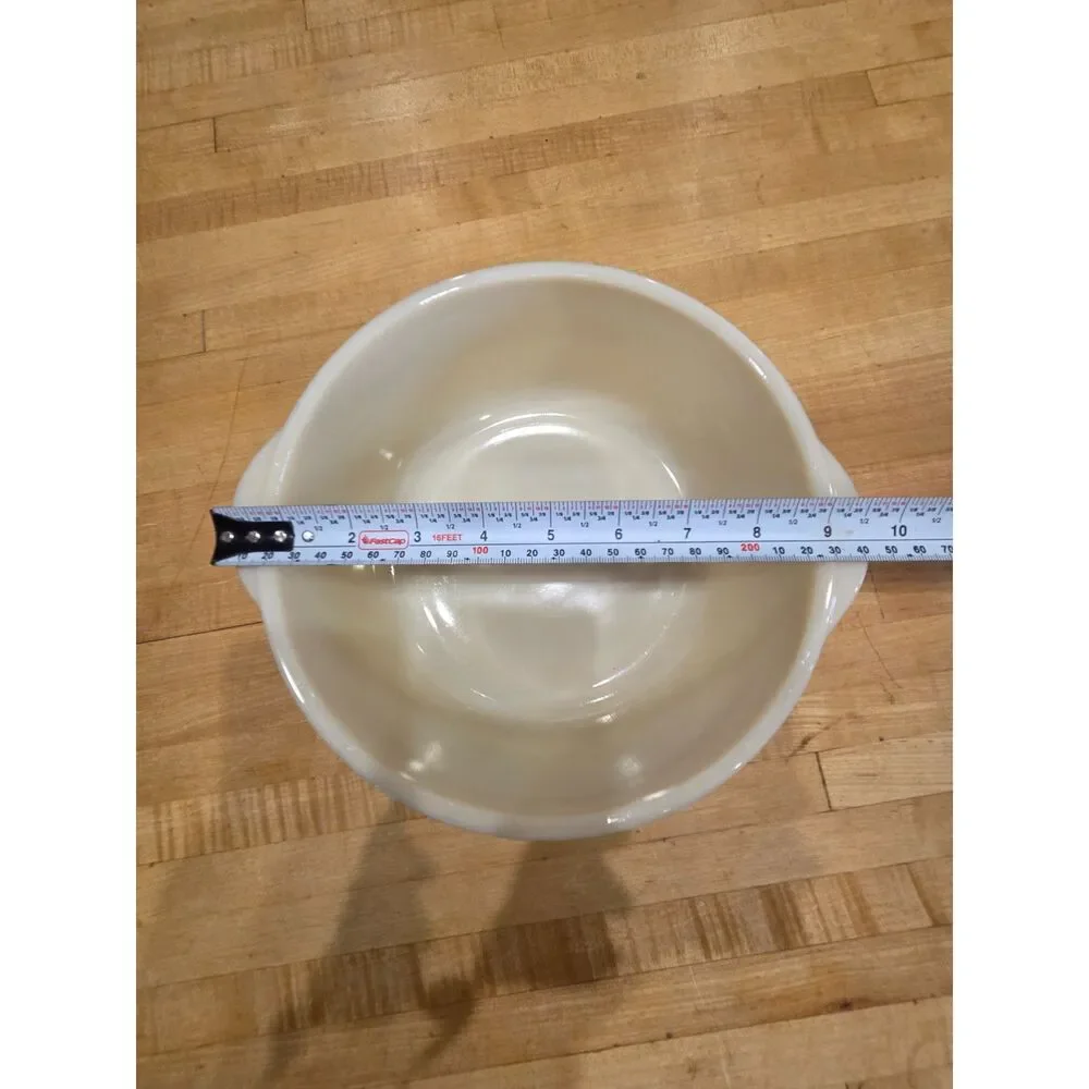 Vintage Fire King Milk Glass 1.5 Qt Casserole Bowl Tab Handles 1940s